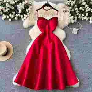 Vestido Midi Casual Elegante de Verano para Mujer, Vestido de Encaje sin Mangas, Color Rojo, Negro y Blanco - Product Image 5