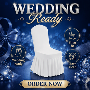 Funda de Silla Plisada de 1 Pieza con Spandex <span class=keywords><strong>para</strong></span> Hotel, Banquete, Fiesta, Eventos, Decoración de Bodas, Protector de Asiento Blanco - Product Image 1
