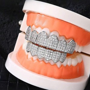 Grillz dentaire Hip Hop en forme de pyramide, micro-inserts en cuivre, décorations de fête, grillz raffinés - Product Image 3