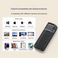 Keyboard Mini Nirkabel Grosir Pabrik, Keyboard dengan Lampu Latar 7 Warna, Keyboard Genggam Touchpad 2.4G untuk PC Android TV Box