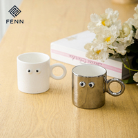 Mug à café en céramique FENN Funny Eye, Mug fantaisie en grès moucheté avec yeux 3D en relief et anse annulaire, Vente en gros, Logo personnalisé
