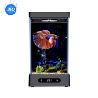 Aquarium compact multi-usages en verre pour poissons anges - Écologique, 1,6 L, aquarium de bureau avec emballage en carton
