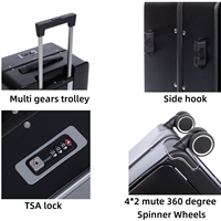 Valise PC noire personnalisée de 24 pouces pour les voyages, serrure TSA, ouverture frontale, grande capacité, compatible avec les ordinateurs portables