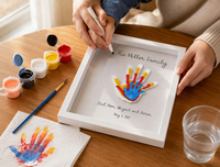 Kit de cadre photo en bois massif pour empreintes de mains 8x10 pouces, multicolore, ensemble complet DIY, cadre souvenir familial pour cadeau de baby shower