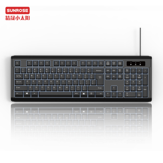 Best Factory's 9821 104-Key USB Wired Membrane Quiet Projection Keyboard Waterproof Design for PC New