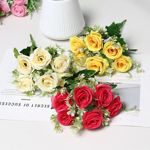 Fleurs artificielles en soie Lichao, roses rouges, roses, vertes, bleues, décorations de mariage, décorations pour la maison, accessoires de photographie en extérieur - Product Image 4