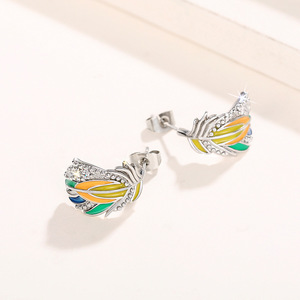 Eleganti Orecchini a Perno con Foglie e Piume, Stile Boho Minimalista, Gioielli da Donna alla Moda per Uso Quotidiano, Regalo Chic - Product Image 5