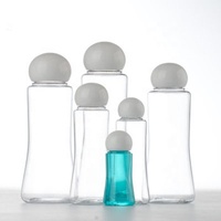 Set Botol Lotion Plastik PETG Desain Baru dengan Tutup Sekrup Bentuk Bola, Sablon, Berbagai Ukuran, MOQ 100 pcs