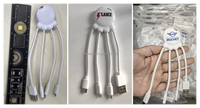 Logotipo personalizado forma de pulpo regalo corporativo portátil tipo C 3 en 1 Cable de carga USB pulpo de longitud personalizada