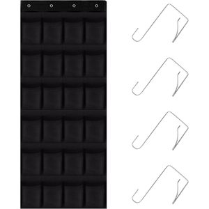 Over The Door Shoe Organizer 24 Pockets Breathable Mesh Hanging Storage For Shoes <b>Black</b> - Product Image 1