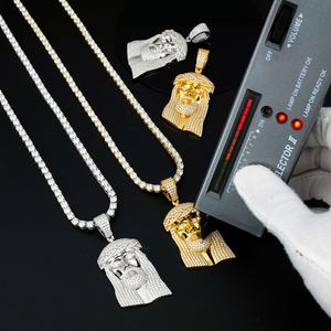 Pendentif Jésus personnalisé pour homme en argent sterling 925, style hip-hop, plaqué rhodium, chaîne en moissanite glacée, pendentifs fins, breloques - Product Image 5