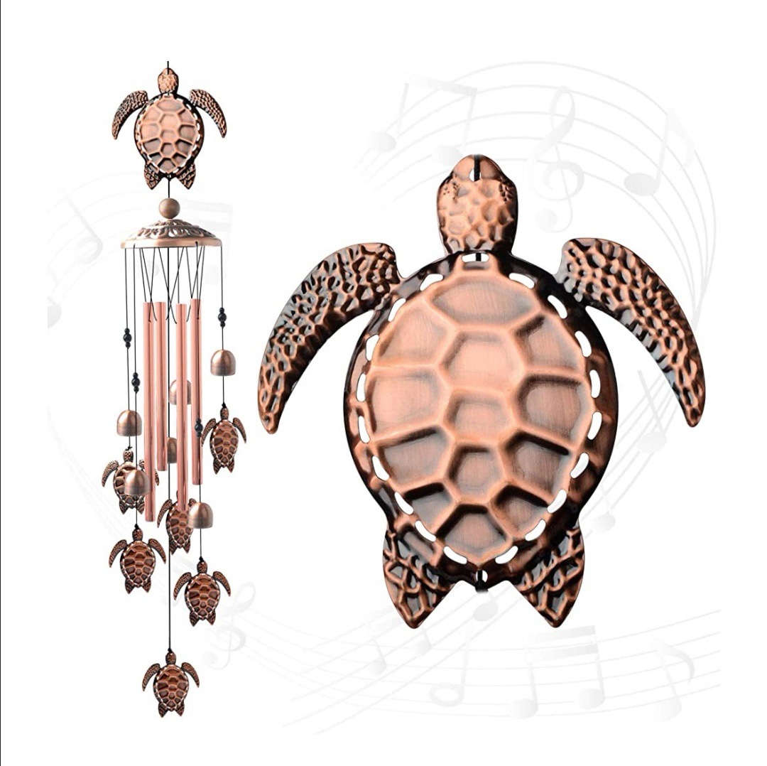 DD2025 jardin cour maison tortue de mer décor cadeaux métal Tube rétro laiton cloche Animal papillon tortue carillon éolien pour l'extérieur