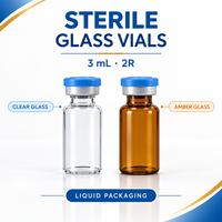 Flacon stérile en verre borosilicate transparent de 3 ml résistant à la corrosion avec bouchon à sertir et couvercle en aluminium pour la distribution de liquides