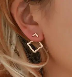 Hot Trendy Cute Nickel Free Fashion Jewelry Square Stud Earrings For Women Brincos Statement Earrings 2021