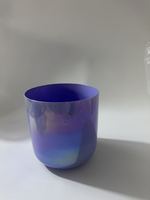 Bol chantant en cristal d'alchimie irisé bleu violet de 8 pouces, bol chantant en cristal de quartz pour la guérison sonore et l'équilibrage des chakras