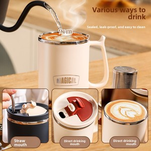 Einfacher Edelstahl-Becher mit Deckel, Löffel und Teesieb - Tragbare Kaffeetasse im Modernen Design, Bedruckbares Souvenir-Geschenk für den Bürogebrauch - Product Image 4