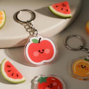 Factory Custom Fruit Orange <strong>Strawberry</strong> Acrylic Keychain Transparent Plastic Key Ring For Gifts - Product Image 6