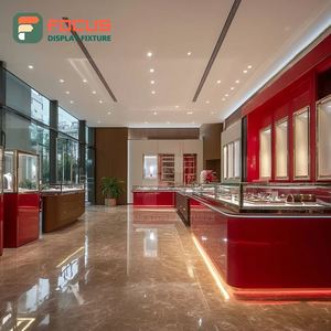 Luxury High End Jewelry Display Case Wood Frame Mall Counter Glass Showcase - Product Image 5