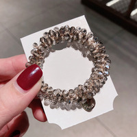 Accessoires pour cheveux en queue de cheval pour femmes et filles 2024 : Corde à cheveux perlée, bracelet en tissu avec nœud, perles, cristaux et strass
