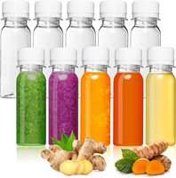 Mini bouteilles en plastique PET vides de 60 ml (2 oz), 100 ml (3 oz), 120 ml (4 oz) pour jus, boissons énergisantes et shots de gingembre avec bouchons
