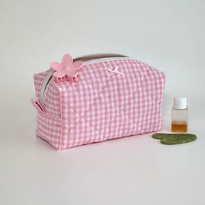 Pochette de voyage matelassée en coton écologique, réutilisable, légère, recyclable, personnalisable, pour femme, avec fermeture éclair - Product Image 1