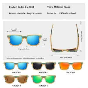 Lunettes de soleil polarisées en bois de bambou, carrées, personnalisées avec logo, pour femmes et hommes, idéales pour le <span class=keywords><strong>skateboard</strong></span> - Vente en gros - Product Image 5