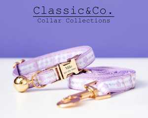 สายรัดปลอกคอแมวพร้อมสายจูงแมวสีม่วงหัวเข็มขัดโลหะชื่อลูกแมวส่วนบุคคลฟรีกระดิ่งทองและไข่มุกแกะสลัก - Product Image 2