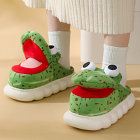 Nouvelles pantoufles en peluche pour chien dinosaure avec bouche mobile, mignonnes et antidérapantes, chaussures en coton pour la maison/cadeaux, pantoufles d'hiver en peluche pour dames