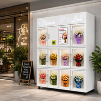 Distributeur automatique de fleurs sans argent liquide avec paiement par carte et code QR, casier réfrigéré pour bouquets frais, 10 compartiments
