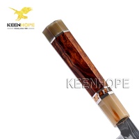 KEENHOPE Fabriqué à la main 103 couches de Damas SKD11 SLD Lame 270MM Corne de buffle Yanagiba Bague en argent 925 Woolystone USA Ironwood