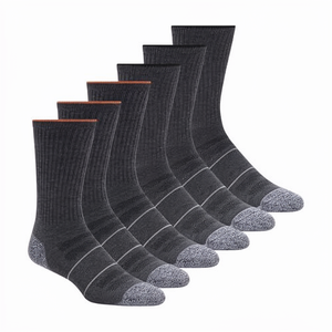 Chaussettes de travail en coton pour hommes, talon et bout renforcés, gris anthracite foncé, lot de 6, vente en gros - Product Image 1