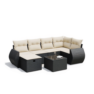 Conjunto de Sofás de Jardín Resistentes al Agua, en Ratán Sintético Negro, Muebles de Exterior de Diseño Contemporáneo - Product Image 1