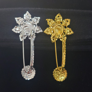 Bros Pin Pengaman Xulin Vintage Royal Blue Sapphire Sunflower Full Crystal <span class=keywords><strong>Rhinestone</strong></span> Applique untuk Gaun Pernikahan & Gaun Malam - Product Image 6