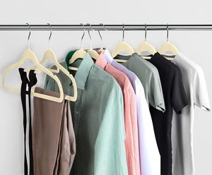 Wholesale <b>Single</b> Tier Non Slip Dress Flocking Hanger 360 Degree Swivel <b>Hook</b> <b>Coat</b> Jacket Pant Clothes Hanger White Velvet Tools - Product Image 4