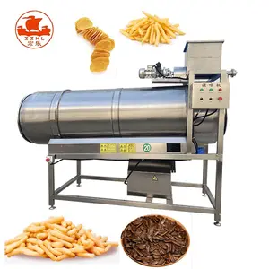 Continuous Cylinder Type Fried Food Flavoring Peanut Potato Chips popcorn flavor powder Seasoning Mixing Machine