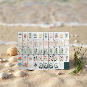 Luxury Green Coastal Style White Shell Acrylic Mahjong Set With Engraved Patterns For Family <b>Entertainment</b> & Gatherings - Product Image 2