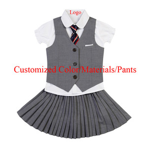 Bán buôn thời trang tiểu học chàng trai cô gái ba-mảnh Vest Quần Váy bộ biểu tượng tùy chỉnh thoải mái đồng phục học sinh - Product Image 5