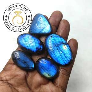 Lot de labradorite bleue en gros, cabochons ovales polis, labradorite chatoyante en vrac, produit de la meilleure qualité pour la fabrication de bijoux - Product Image 1