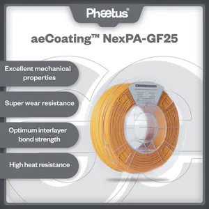 Filamento de Nailon para Impresión 3D Phaetus AeCoating NexPA-GF25, 25% Fibra de Carbono Picada, 1.75mm, 1kg - Product Image 2