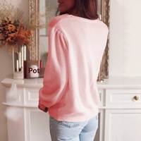 Kardigan Rajut Wanita dengan Renda, Kerah V, Kancing Depan, Lengan Panjang, Model Longgar, Warna Pink untuk Mode Musim Gugur Grosir