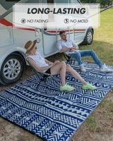 Outdoor Wendbare Faltbare PP Gewebte Plüsch-Teppichmatte Waschbar Wasserdicht Camping Reise Individuelles Muster Teppiche