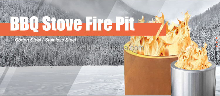Outdoor Stainless Steel Stove Round Wood Burning Fire Pit Silvery White