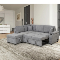 Modernes ausziehbares Klapp sofa Komm Bett für Wohnzimmer möbel Schlaf L-Form Grünes Schlafs ofa mit Aufbewahrung Ausziehbares Schlafs ofa