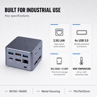 Mini PC industriel Intel N5105 N6005, double affichage HD, LAN 2.5G, 4x USB3.0, M.2 2242, mémoire LPDDR4x intégrée, 75x75x52mm