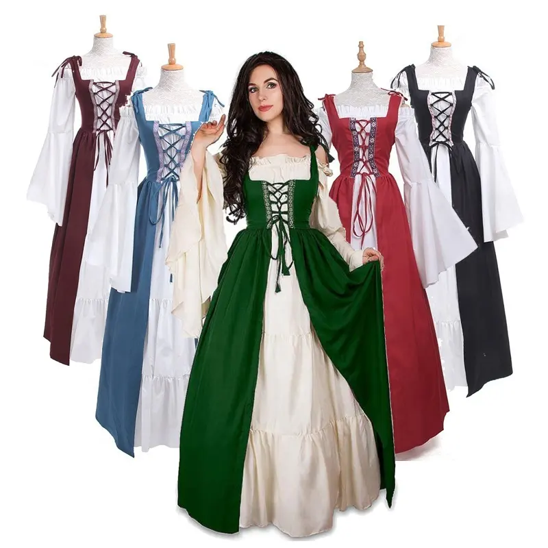 ecowalson Medieval Dress Cosplay Halloween Costumes Women Carnival Party Disguise Princess Female Victorian Vestido Robe