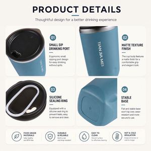 Vente en gros de gobelets à café isothermes à double paroi de 300 ml avec couvercle, logo personnalisé, cadeau promotionnel, tasse de voyage pour le bureau et la maison - Product Image 3