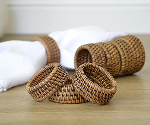 Anneaux de serviette en rotin bohème écologiques en gros pour usage de bureau, faits à la main au Vietnam - Product Image 2