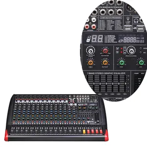 Pa System Professional Stereo Mixing Board Digital Hybrid Audio 14 Channel Mixer 12 Mono+2 Stereo Main Out: 1 Stereo 24bit DSP