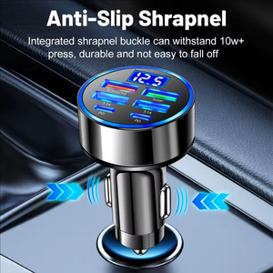 Adaptador de cargador de teléfono de coche USB C de carga súper rápida 6 en 1 con pantalla de voltaje Cargador de coche multipuerto de 100W para iPhone Samsung - Product Image 4