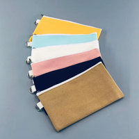 Kanvas katun dompet kecil kartu kredit tas kosmetik ritsleting ramping dompet wanita warna murni dompet koin saku tempat kartu uang tas
